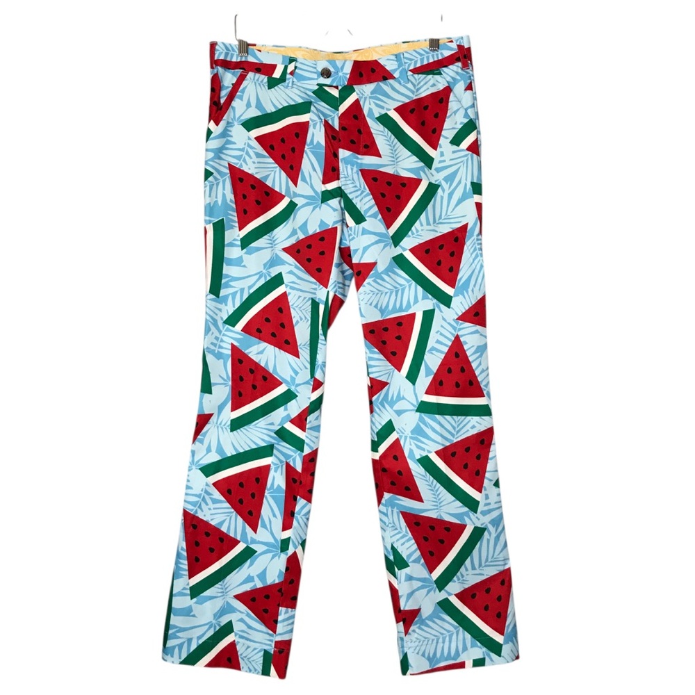 Loudmouth Funny Golf Pants Colourful Flamboyant Watermelon Red Green Men's 34/32